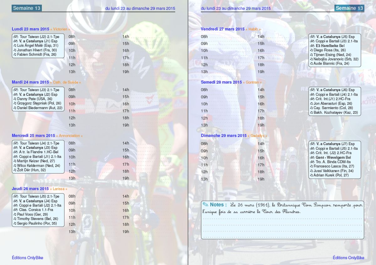 pages agenda vélo 2015