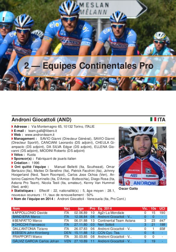 Page du Guide des Equipes 2015